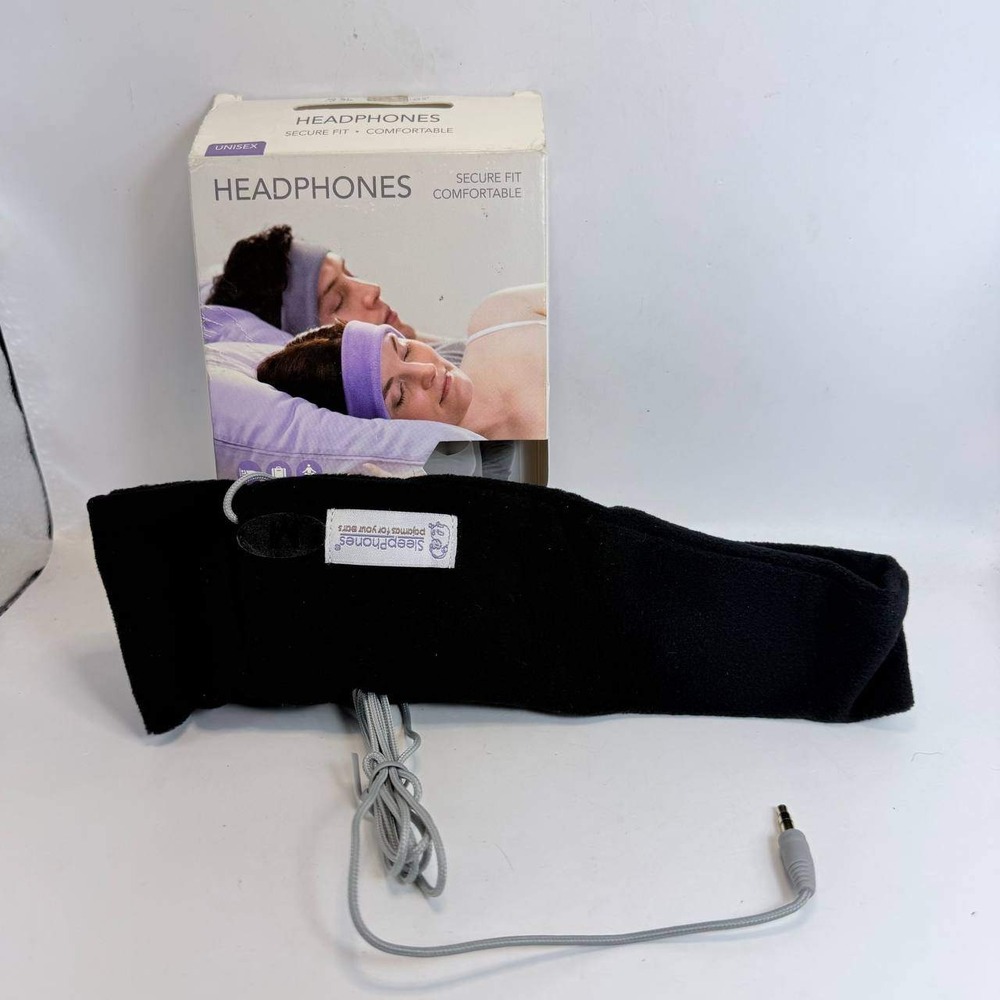 SleepPhones Classic Wired Sleep Headphones Black Fleece Headband 3.5mm Jack Box